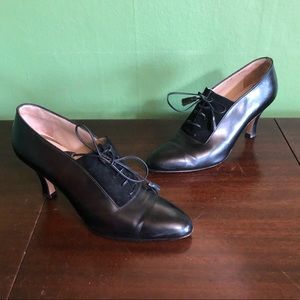 Black Leather Ferragamo Oxford Shoes
